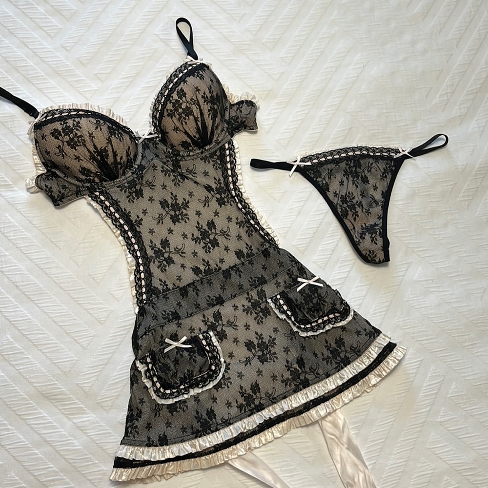 Vintage Victorias Secret French Maid Costume Set